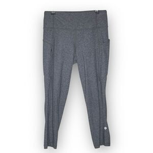 Lululemon Run On Crop Leggings Gray Left Leg Zip Pocket W6AL2S Women’s Size 6